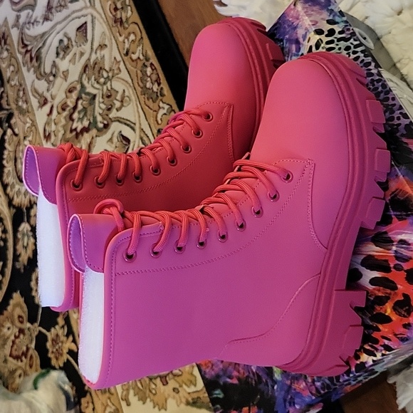 Cape Robbin Shoes Cape Robbin Chrisley Pink Combat Boot Chunk Block